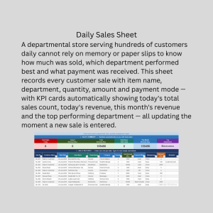 Departmental Store Management Tracker | Excel KPI Dashboard | Daily Sales, Stock, Accounts, Suppliers & Staff