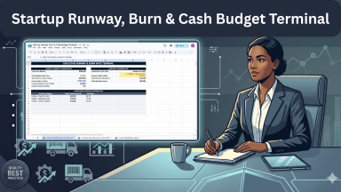 Startup Runway Calculator & Cash Budget Terminal — Venture Google Sheet