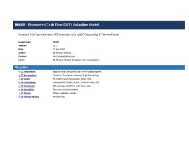 DCF Valuation Excel Model — WACC, Terminal Value & Sensitivity
