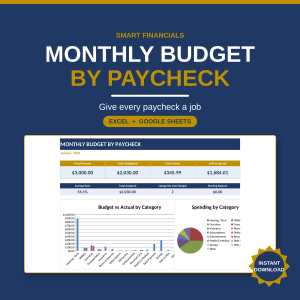 Monthly Paycheck Budget Spreadsheet, Excel Google Sheets Expense Tracker (Instant Download)
