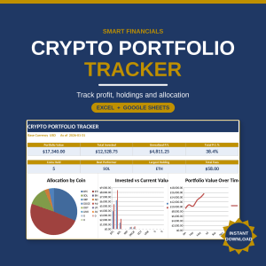Crypto Portfolio Tracker Spreadsheet, Cryptocurrency Investment Tracker, Bitcoin Profit and Loss Excel, Instant Download