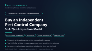 Pest Control Company Acquisition & SBA Underwriting Financial Model (Excel + Google Sheets)