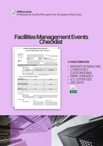 Facilities Management Events Checklist (Event Preparation Checklist, Event Planning and Safety Checklist)