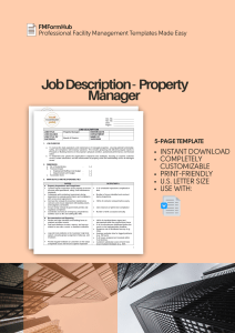 Job Description – Property Manager (Property Manager Job Responsibilities, Job Specification for Property Manager)