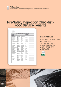 Landlord Fire Safety Inspection Checklist - Food Service Tenants (Commercial Kitchen Fire Inspection, Fire Safety Audit)