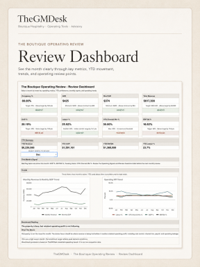 Hotel KPI Dashboard & Monthly Operating Review System