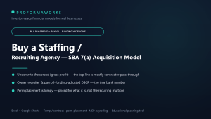 Staffing / Recruiting Agency Acquisition & SBA Underwriting Financial Model