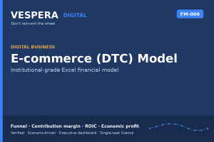 E-commerce (DTC) Model - Funnel, AOV, Contribution Margin & ROIC (Excel)