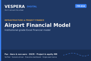 Airport Financial Model - Passengers, Aeronautical Yield, DSCR & IRR (Excel)