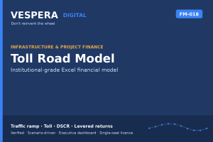 Toll Road Model - Traffic Ramp, Tolls, DSCR & Levered Returns (Excel)