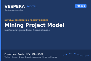 Mining Project Model - Production, Grade, Recovery, NPV, IRR & DSCR (Excel)