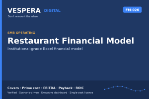 Restaurant Financial Model - Covers, Prime Cost, EBITDA, Payback & ROIC (Excel)