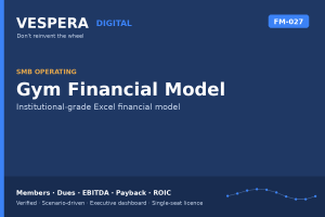 Gym Financial Model - Members, Dues, EBITDA, Payback & ROIC (Excel)
