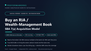 RIA / Wealth-Management Practice Acquisition & SBA Underwriting Financial Model