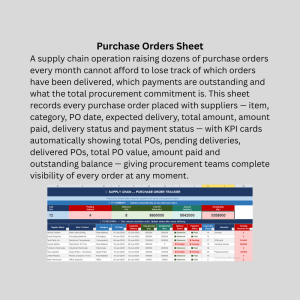 Supply Chain Management Tracker | Excel KPI Dashboard | Purchase Orders, Shipments, Inventory, Suppliers & Customers