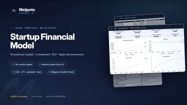 Startup Financial Model — Excel Template: 10 Business Models, 3-Statement, DCF & SaaS Unit Economics