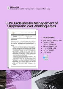 Guidelines for Management of Slippery and Wet Working Areas (Slippery Floor Safety, Wet Area Workplace Hazards)