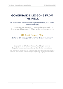 Governance Lessons from Field