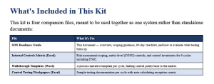 SOX Readiness Kit — First-Time Audit Preparation Toolkit (Controls Matrix, Walkthroughs, Testing Workpapers)