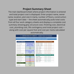 Construction Cost Estimator | Excel Template | Grey Structure, Finishing, Electrical & Plumbing | House Villa Apartment