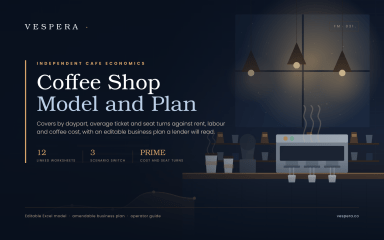 Coffee Shop Financial Model - Covers, Prime Cost & Break-Even (Excel)