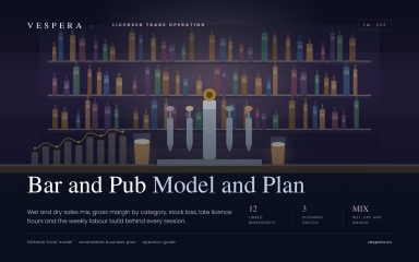 Bar & Pub Financial Model - Pour Cost, Wastage & Break-Even (Excel)