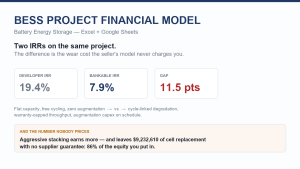 BESS Project Financial Model - Battery Energy Storage, Two-IRR Bridge