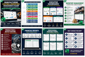 Manufacturing Costing & Inventory Management System in Excel | ERP Template | BOM | Batch Costing | Inventory Dashboard