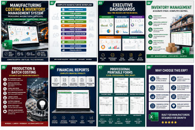Manufacturing Costing & Inventory Management System in Excel | ERP Template | BOM | Batch Costing | Inventory Dashboard