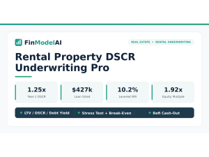 Rental Property DSCR Underwriting Model - Loan Sizing on LTV, DSCR & Debt Yield (Excel)