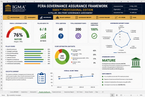 FCRA Governance Assurance Framework – IGMA™ Professional Edition (8-Pillar, 200-Point Automated Excel Assessment Tool)