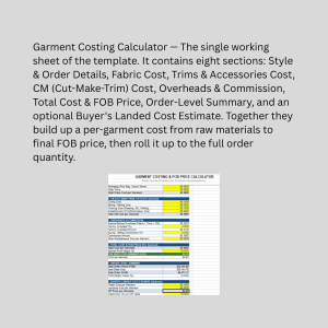 Garment Costing & FOB Price Calculator – Complete Excel Tool for Apparel Cost Sheets