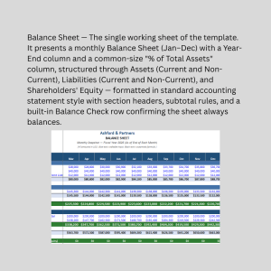Balance Sheet Template – Monthly Excel Statement of Financial Position with Built-In Balance Check