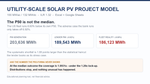 Utility-Scale Solar PV Model | P50 Bias & Debt Sizing