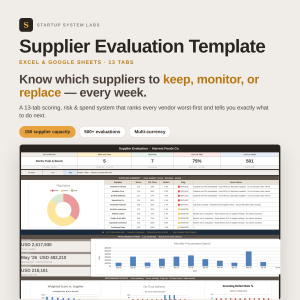Supplier Evaluation Template — Excel Supplier Scorecard for Procurement | Vendor Performance & Risk Tracker