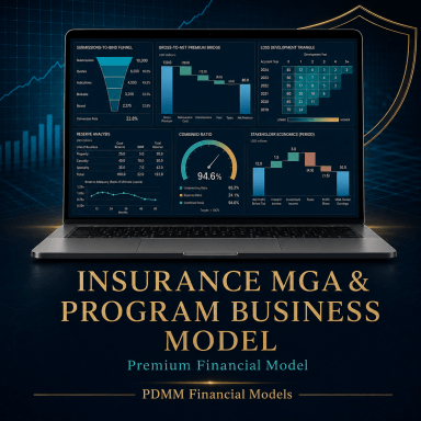 Insurance MGA & Program Business Financial Model – Premium Underwriting, Reinsurance, IBNR and Captive Economics Suite