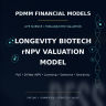 Longevity & Anti-Aging Biotech rNPV Valuation Model | PoS, Licensing, Scenarios & Sensitivity