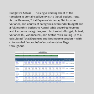 Budget vs Actual Report – Excel Variance Analysis Template with Automatic Status Flags