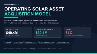 Operating Solar Asset Acquisition Model | P50 Recalibration & Tax-Equity Flip Underwriting