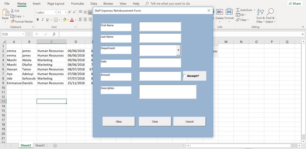 Expense Reimbursement Form Excel Generator - Eloquens