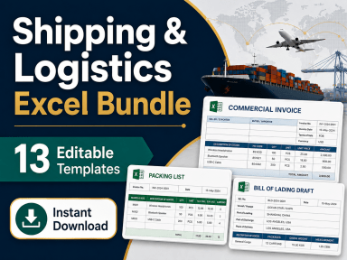 Shipping Logistics Excel Template Bundle | Commercial Invoice, Packing List, Bill of Lading, Freight Forms