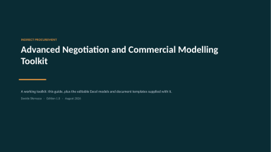Advanced Procurement Negotiation Toolkit — Cost Breakdown, Pricing Mechanisms, Multi-Issue Trade Matrix
