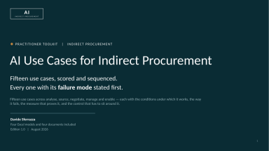AI Use Cases for Indirect Procurement — 15 Scored Use Cases, Vendor Diagnostic, Prompt Library, Governance