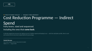 Cost Reduction Programme Toolkit — 40 Levers with Reversal Risk, Sizing Model, Six-Gate Initiative Tracker