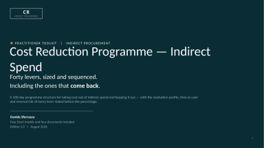 Cost Reduction Programme Toolkit — 40 Levers with Reversal Risk, Sizing Model, Six-Gate Initiative Tracker