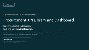 Procurement KPI Library and Dashboard — 60 Measures with Definition, Source, Target and How Each Is Gamed