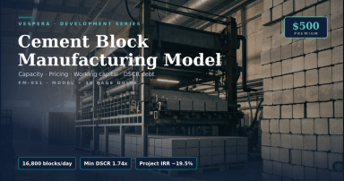 Cement Block Manufacturing Financial Model | Capacity, Pricing, Working Capital & Returns (Excel + Guide)