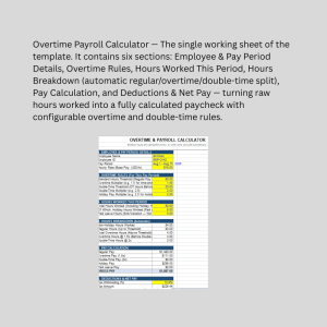 Overtime & Payroll Calculator – Excel Tool with Automatic Overtime & Double-Time Splitting