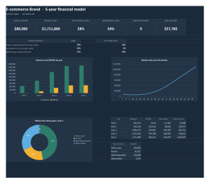 Ecommerce and DTC Brand 5 Year Financial Model: Dashboard, 3 Statements, Channel Mix, Unit Economics