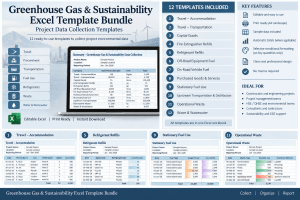 Greenhouse Gas Excel Template Bundle | Carbon Footprint & Sustainability Data Collection for Projects
